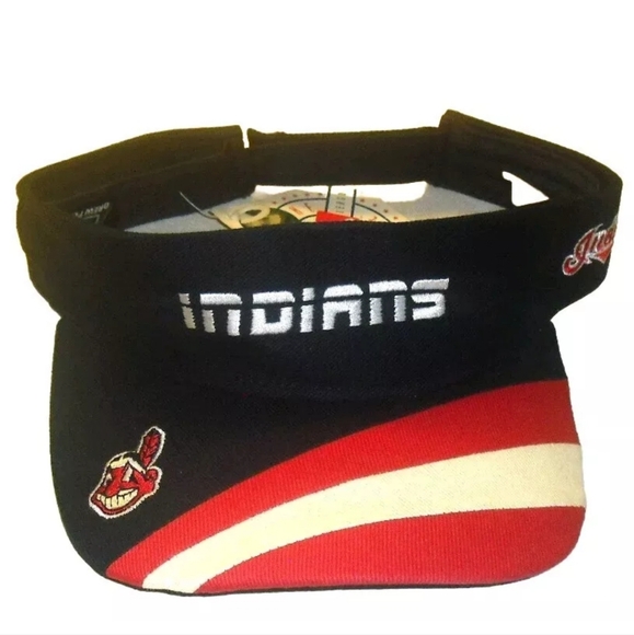 Cleveland Indians Chief Wahoo Mens Vintage 90s Original Visor Hat New Mlb - Picture 1 of 5